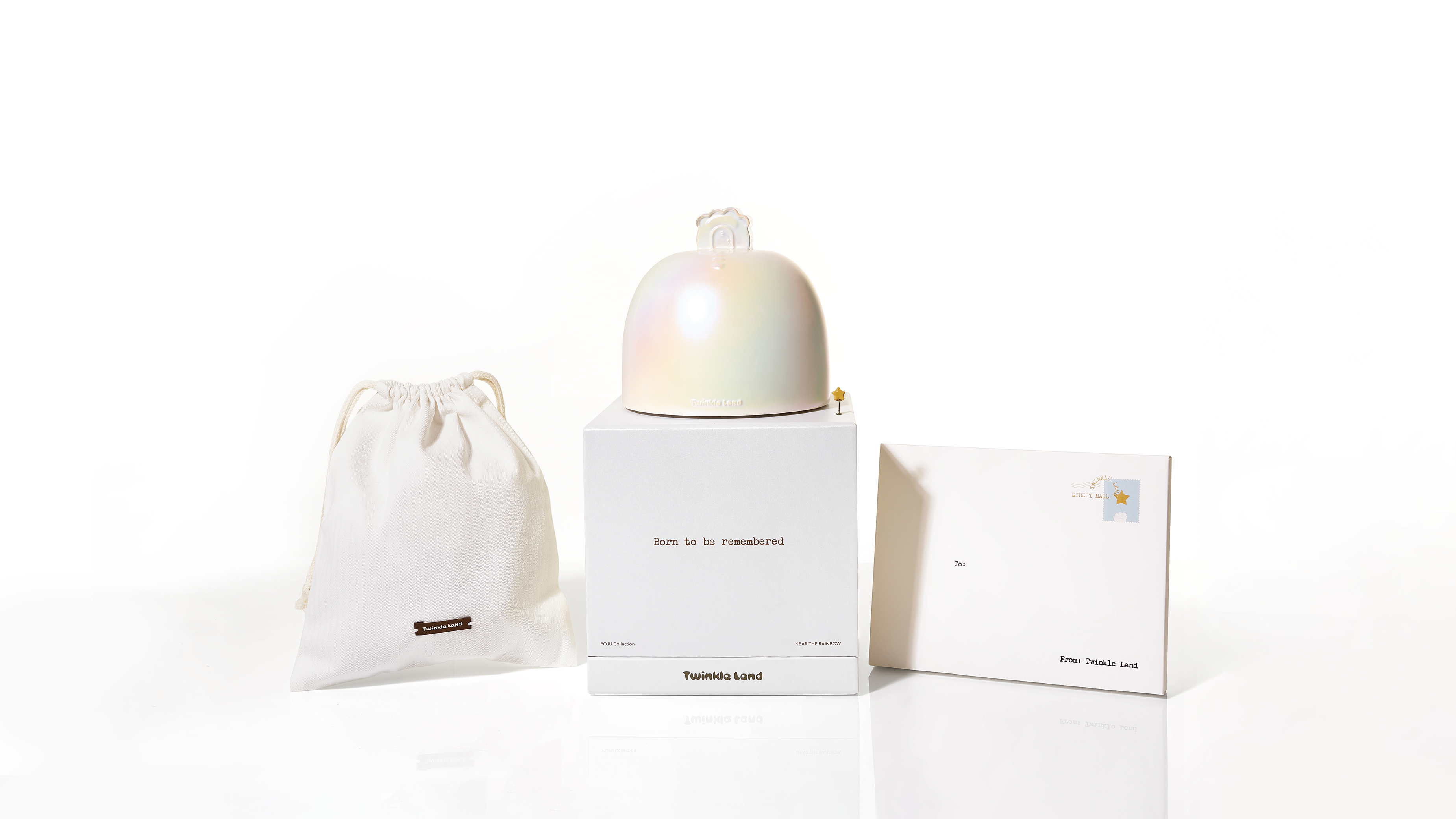 the whole packaging including a dust bag a pet urn